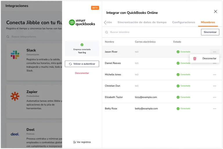 Disconnecting Quickbooks members